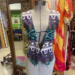 Vintage Western Brown and Cream Vest‎ (E)